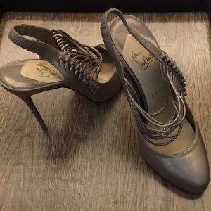 Christian Louboutin Pewter Slingback Mille Cordes
